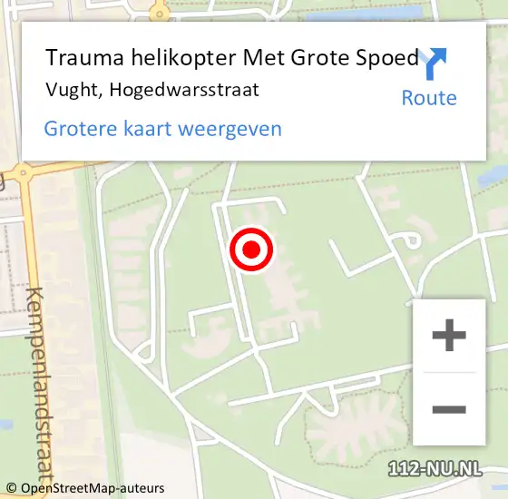 Locatie op kaart van de 112 melding: Trauma helikopter Met Grote Spoed Naar Vught, Hogedwarsstraat op 7 januari 2023 10:09