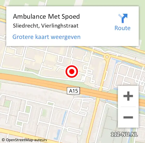 Locatie op kaart van de 112 melding: Ambulance Met Spoed Naar Sliedrecht, Vierlinghstraat op 7 januari 2023 11:07