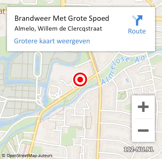 Locatie op kaart van de 112 melding: Brandweer Met Grote Spoed Naar Almelo, Willem de Clercqstraat op 7 januari 2023 11:50