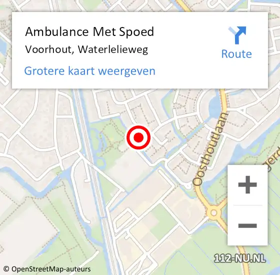 Locatie op kaart van de 112 melding: Ambulance Met Spoed Naar Voorhout, Waterlelieweg op 7 januari 2023 12:07