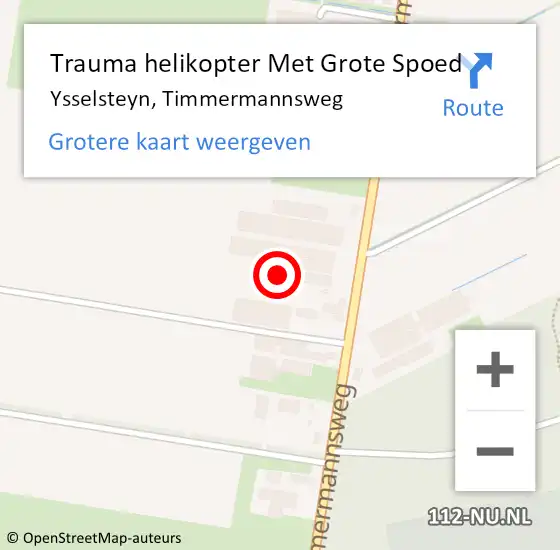Locatie op kaart van de 112 melding: Trauma helikopter Met Grote Spoed Naar Ysselsteyn, Timmermannsweg op 7 januari 2023 12:48