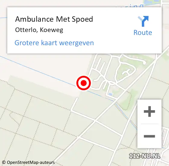 Locatie op kaart van de 112 melding: Ambulance Met Spoed Naar Otterlo, Koeweg op 7 januari 2023 14:26