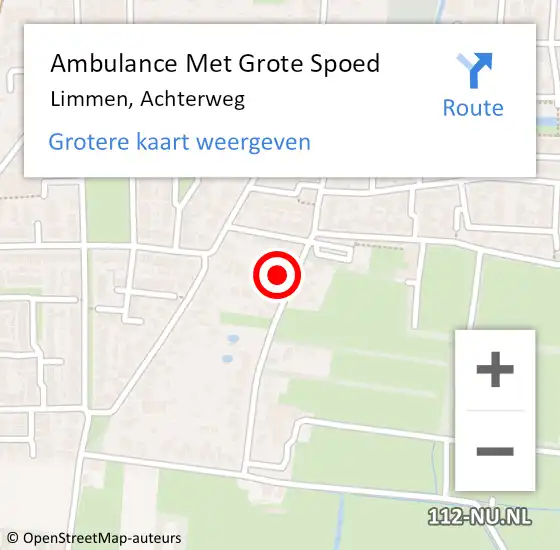 Locatie op kaart van de 112 melding: Ambulance Met Grote Spoed Naar Limmen, Achterweg op 7 januari 2023 18:17