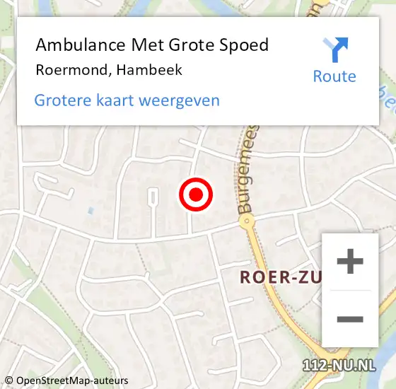 Locatie op kaart van de 112 melding: Ambulance Met Grote Spoed Naar Roermond, Hambeek op 7 januari 2023 19:17