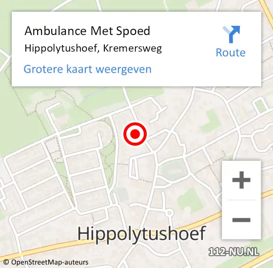 Locatie op kaart van de 112 melding: Ambulance Met Spoed Naar Hippolytushoef, Kremersweg op 7 januari 2023 20:47