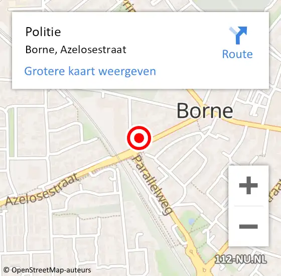 Locatie op kaart van de 112 melding: Politie Borne, Azelosestraat op 8 januari 2023 01:54