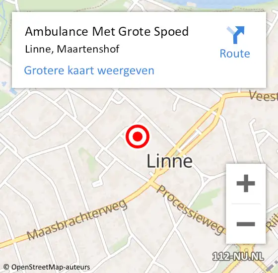 Locatie op kaart van de 112 melding: Ambulance Met Grote Spoed Naar Linne, Maartenshof op 8 januari 2023 03:36