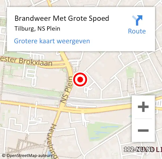 Locatie op kaart van de 112 melding: Brandweer Met Grote Spoed Naar Tilburg, NS Plein op 8 januari 2023 07:06