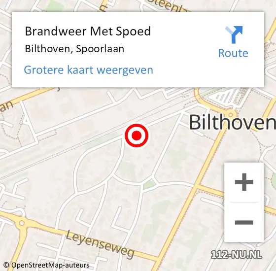 Locatie op kaart van de 112 melding: Brandweer Met Spoed Naar Bilthoven, Spoorlaan op 8 januari 2023 09:17