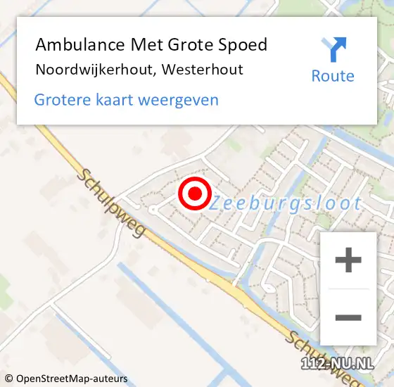 Locatie op kaart van de 112 melding: Ambulance Met Grote Spoed Naar Noordwijkerhout, Westerhout op 8 januari 2023 13:54