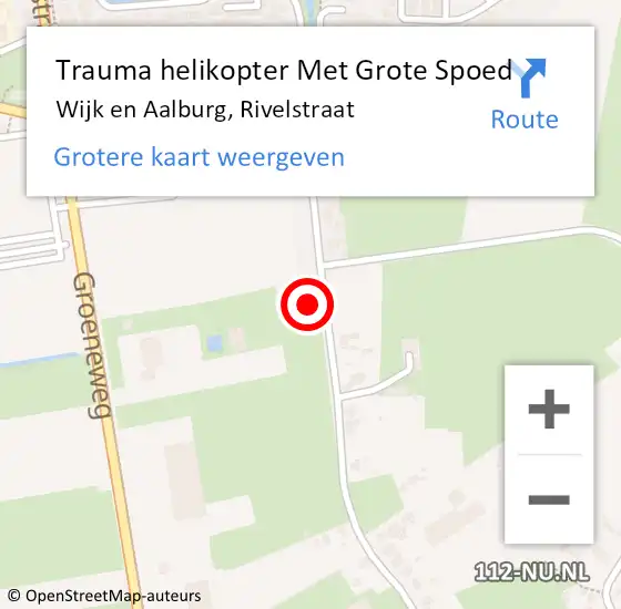 Locatie op kaart van de 112 melding: Trauma helikopter Met Grote Spoed Naar Wijk en Aalburg, Rivelstraat op 8 januari 2023 16:48