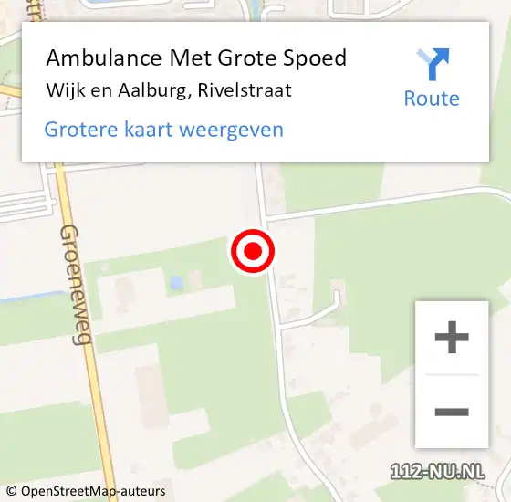 Locatie op kaart van de 112 melding: Ambulance Met Grote Spoed Naar Wijk en Aalburg, Rivelstraat op 8 januari 2023 16:55