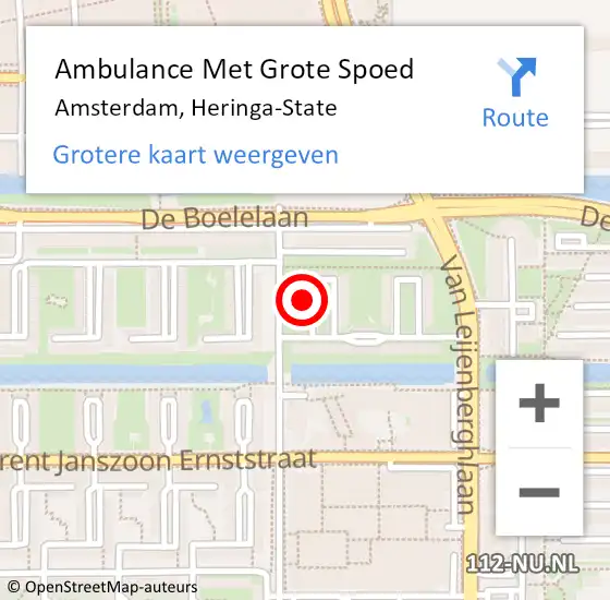 Locatie op kaart van de 112 melding: Ambulance Met Grote Spoed Naar Amsterdam, Heringa-State op 8 januari 2023 17:48