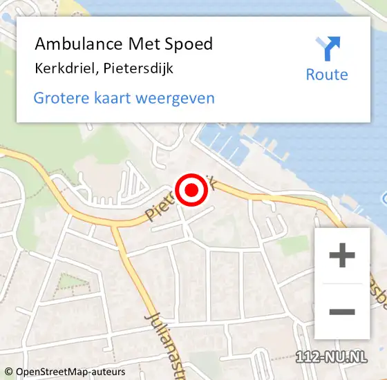 Locatie op kaart van de 112 melding: Ambulance Met Spoed Naar Kerkdriel, Pietersdijk op 8 januari 2023 19:50