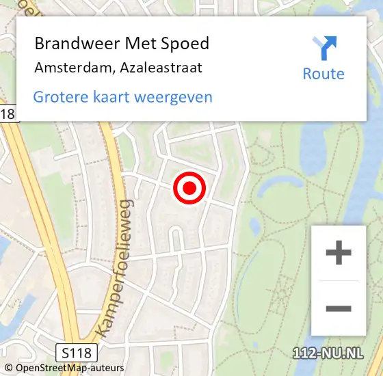 Locatie op kaart van de 112 melding: Brandweer Met Spoed Naar Amsterdam, Azaleastraat op 8 januari 2023 19:53