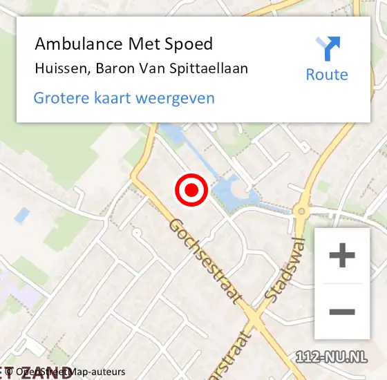 Locatie op kaart van de 112 melding: Ambulance Met Spoed Naar Huissen, Baron Van Spittaellaan op 8 januari 2023 20:02
