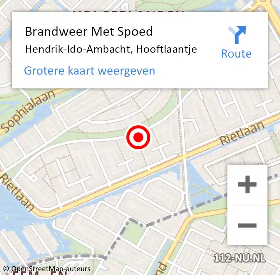 Locatie op kaart van de 112 melding: Brandweer Met Spoed Naar Hendrik-Ido-Ambacht, Hooftlaantje op 8 januari 2023 20:06