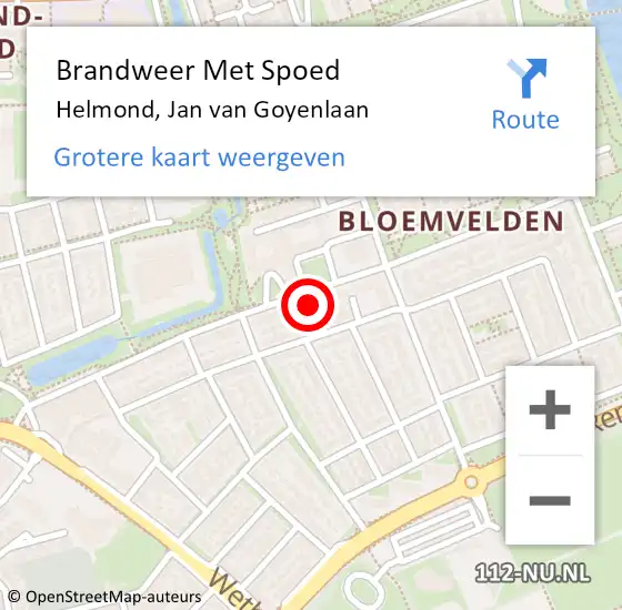 Locatie op kaart van de 112 melding: Brandweer Met Spoed Naar Helmond, Jan van Goyenlaan op 9 januari 2023 02:06