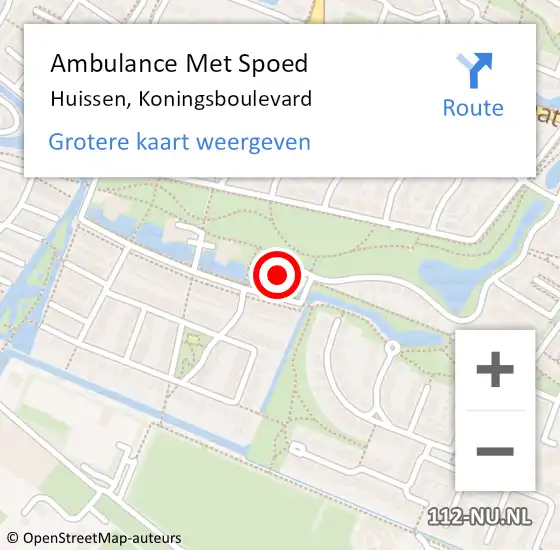 Locatie op kaart van de 112 melding: Ambulance Met Spoed Naar Huissen, Koningsboulevard op 9 januari 2023 02:26