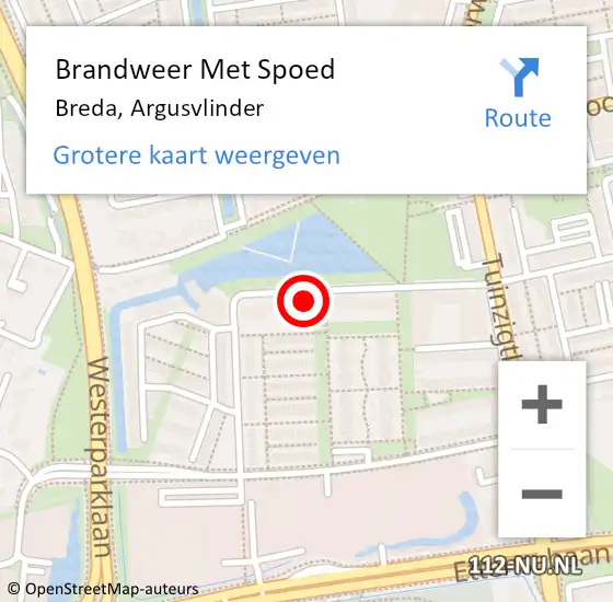 Locatie op kaart van de 112 melding: Brandweer Met Spoed Naar Breda, Argusvlinder op 9 januari 2023 04:20