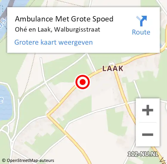 Locatie op kaart van de 112 melding: Ambulance Met Grote Spoed Naar Ohé en Laak, Walburgisstraat op 9 januari 2023 05:43