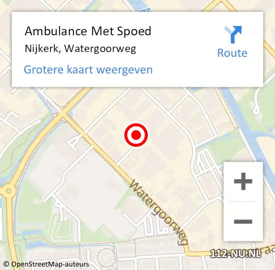 Locatie op kaart van de 112 melding: Ambulance Met Spoed Naar Nijkerk, Watergoorweg op 9 januari 2023 06:42