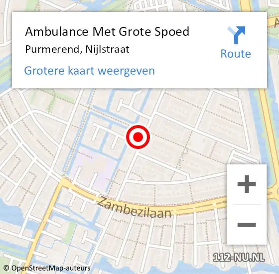 Locatie op kaart van de 112 melding: Ambulance Met Grote Spoed Naar Purmerend, Nijlstraat op 9 januari 2023 11:51