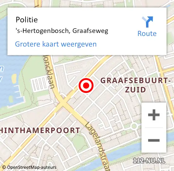 Locatie op kaart van de 112 melding: Politie 's-Hertogenbosch, Graafseweg op 9 januari 2023 13:47
