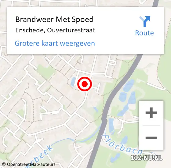 Locatie op kaart van de 112 melding: Brandweer Met Spoed Naar Enschede, Ouverturestraat op 9 januari 2023 14:25