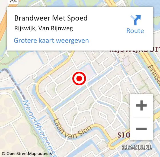 Locatie op kaart van de 112 melding: Brandweer Met Spoed Naar Rijswijk, Van Rijnweg op 9 januari 2023 15:16