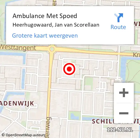 Locatie op kaart van de 112 melding: Ambulance Met Spoed Naar Heerhugowaard, Jan van Scorellaan op 9 januari 2023 17:52
