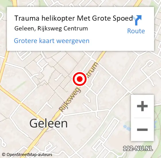 Locatie op kaart van de 112 melding: Trauma helikopter Met Grote Spoed Naar Geleen, Rijksweg Centrum op 9 januari 2023 18:13