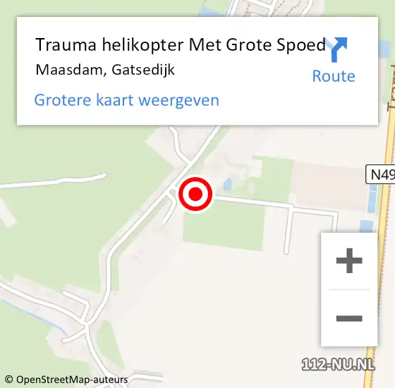 Locatie op kaart van de 112 melding: Trauma helikopter Met Grote Spoed Naar Maasdam, Gatsedijk op 9 januari 2023 18:21