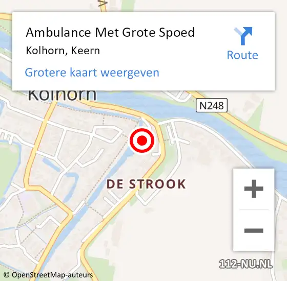 Locatie op kaart van de 112 melding: Ambulance Met Grote Spoed Naar Kolhorn, Keern op 9 januari 2023 19:17