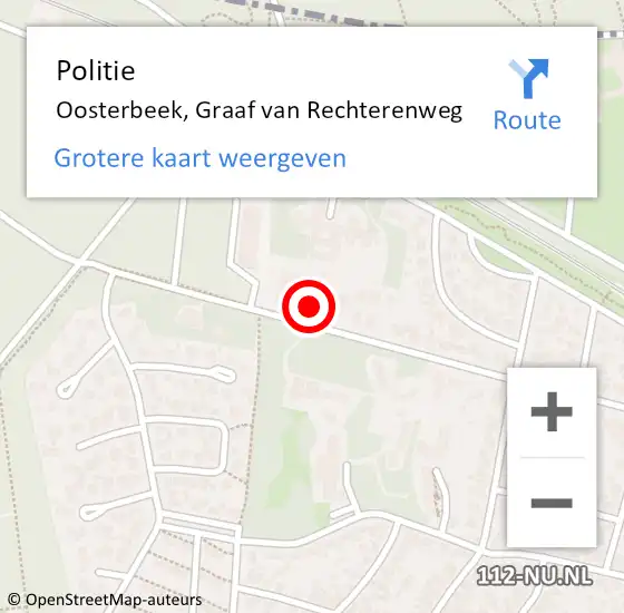 Locatie op kaart van de 112 melding: Politie Oosterbeek, Graaf van Rechterenweg op 9 januari 2023 23:25