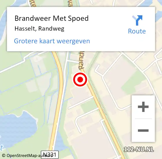 Locatie op kaart van de 112 melding: Brandweer Met Spoed Naar Hasselt, Randweg op 10 januari 2023 03:15