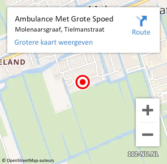 Locatie op kaart van de 112 melding: Ambulance Met Grote Spoed Naar Molenaarsgraaf, Tielmanstraat op 10 januari 2023 09:09