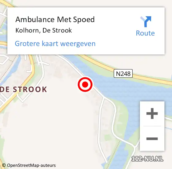 Locatie op kaart van de 112 melding: Ambulance Met Spoed Naar Kolhorn, De Strook op 10 januari 2023 10:50