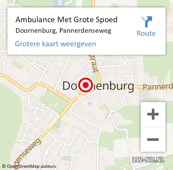 Locatie op kaart van de 112 melding: Ambulance Met Grote Spoed Naar Doornenburg, Pannerdenseweg op 10 januari 2023 12:02