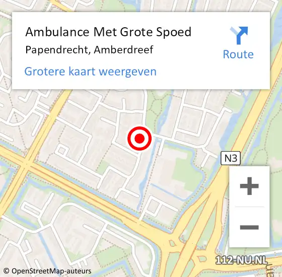 Locatie op kaart van de 112 melding: Ambulance Met Grote Spoed Naar Papendrecht, Amberdreef op 10 januari 2023 15:56