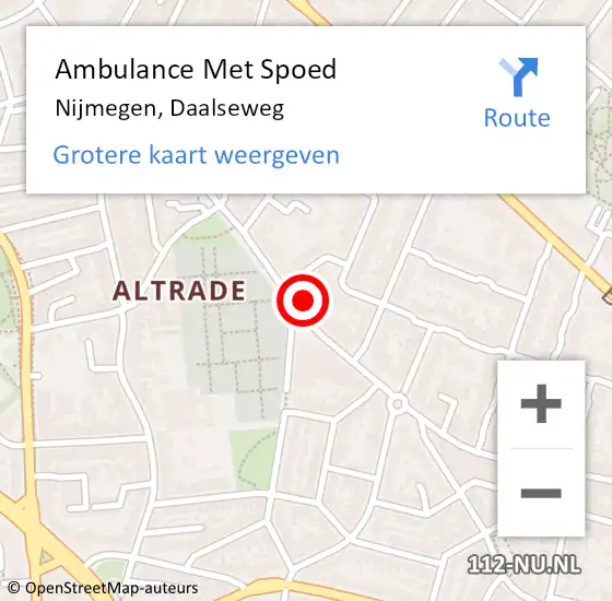 Locatie op kaart van de 112 melding: Ambulance Met Spoed Naar Nijmegen, Daalseweg op 10 januari 2023 16:17