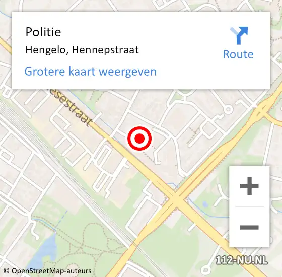 Locatie op kaart van de 112 melding: Politie Hengelo, Hennepstraat op 10 januari 2023 20:06