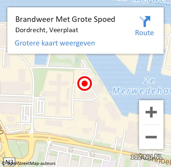 Locatie op kaart van de 112 melding: Brandweer Met Grote Spoed Naar Dordrecht, Veerplaat op 11 januari 2023 05:28
