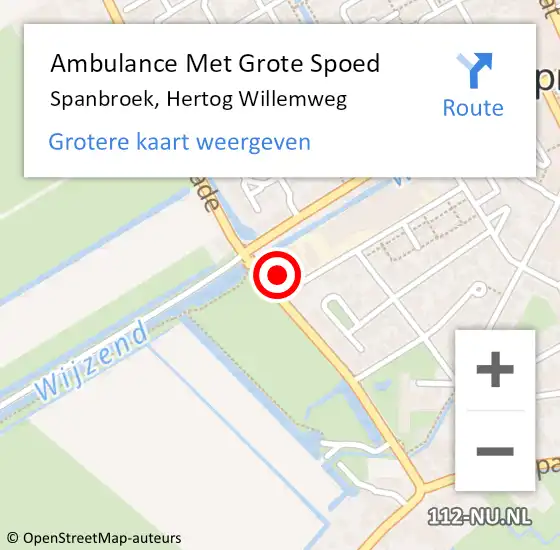 Locatie op kaart van de 112 melding: Ambulance Met Grote Spoed Naar Spanbroek, Hertog Willemweg op 11 januari 2023 10:39