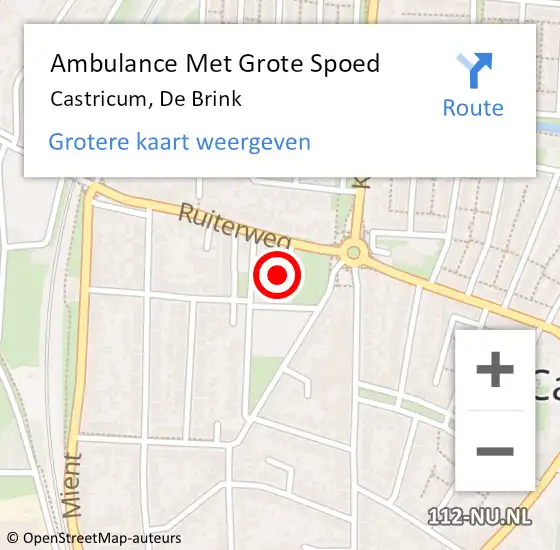 Locatie op kaart van de 112 melding: Ambulance Met Grote Spoed Naar Castricum, De Brink op 11 januari 2023 10:53