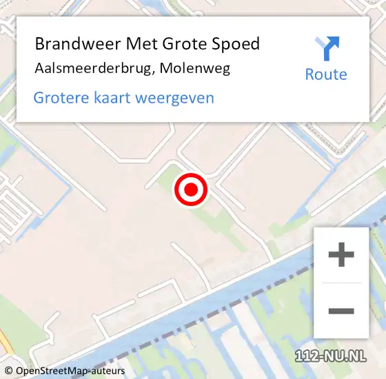 Locatie op kaart van de 112 melding: Brandweer Met Grote Spoed Naar Aalsmeerderbrug, Molenweg op 11 januari 2023 11:28