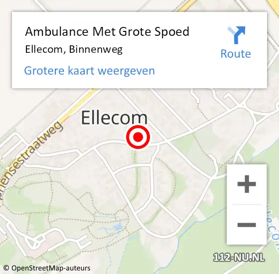 Locatie op kaart van de 112 melding: Ambulance Met Grote Spoed Naar Ellecom, Binnenweg op 11 januari 2023 12:20
