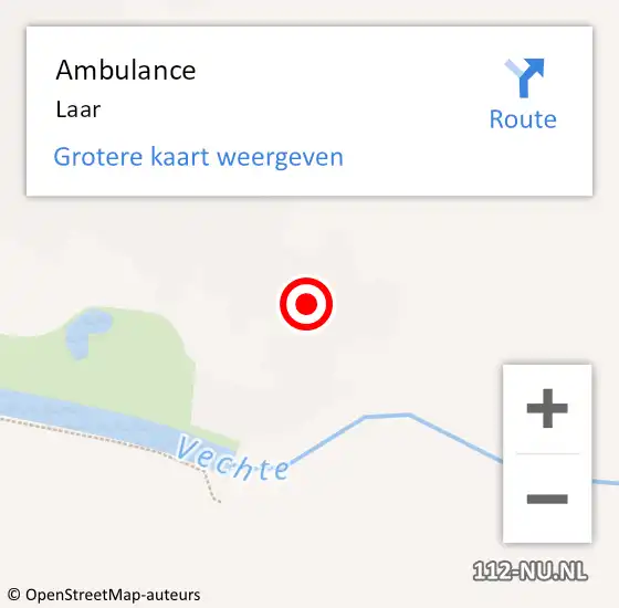 Locatie op kaart van de 112 melding: Ambulance Laar op 11 augustus 2014 18:48