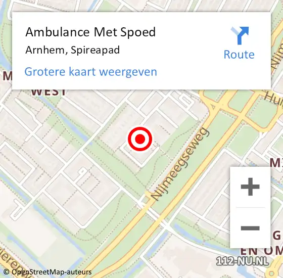 Locatie op kaart van de 112 melding: Ambulance Met Spoed Naar Arnhem, Spireapad op 11 januari 2023 12:49