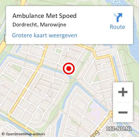 Locatie op kaart van de 112 melding: Ambulance Met Spoed Naar Dordrecht, Marowijne op 11 januari 2023 13:38